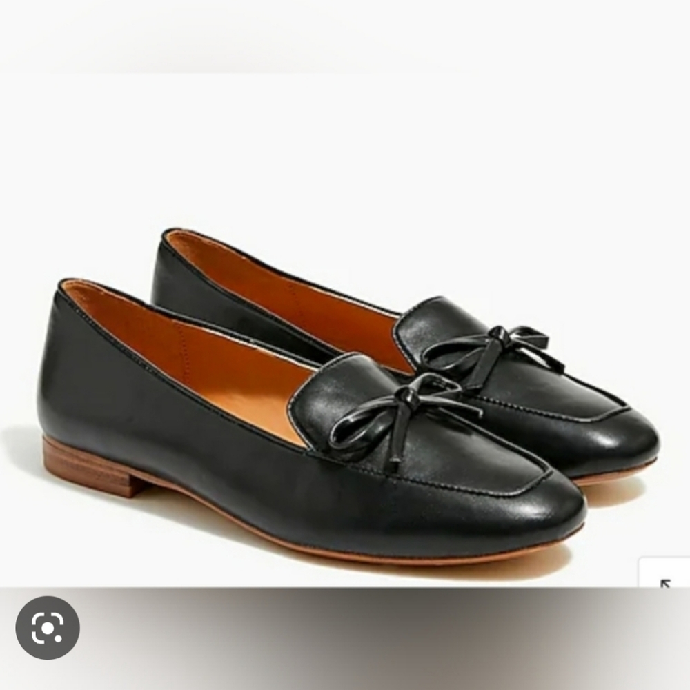 J Crew Academy Bow Loafer in Black size 6